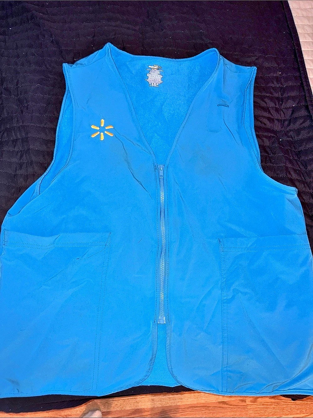 Walmart Employee Uniform Vest Blue Zip Front